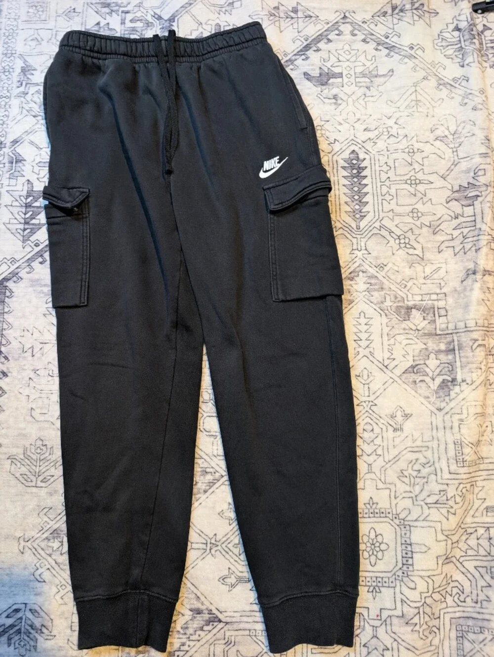 Nike Mens  Black Cargo Cotton Blend Joggers Size Medium